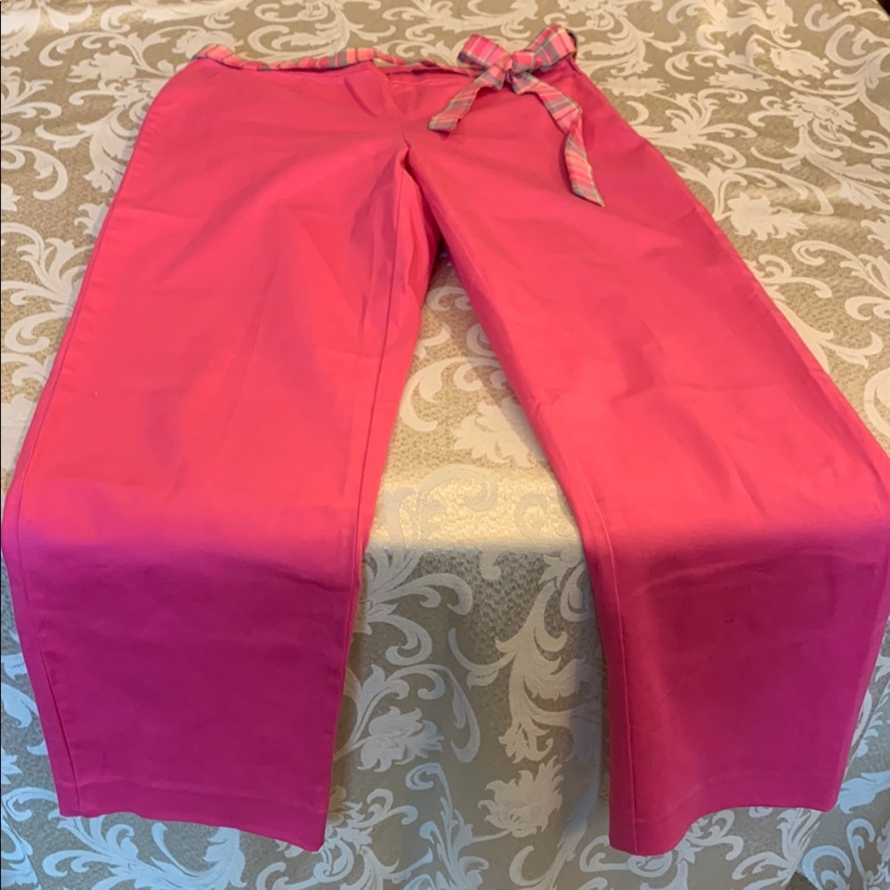 Pink Wide Leg Pants with Bow